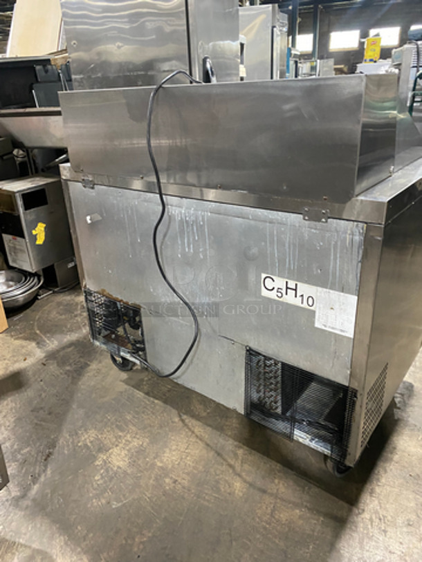 WOW! Bison Commercial Refrigerated Mega Top Sandwich Prep Table! With 2 Door Storage Space Underneath! With Poly Coated Racks! Not Tested! All Stainless Steel! On Casters! Model: BST4818 SN: BST481800317051100K80023 115V 60HZ 1 Phase - Image 3 of 9
