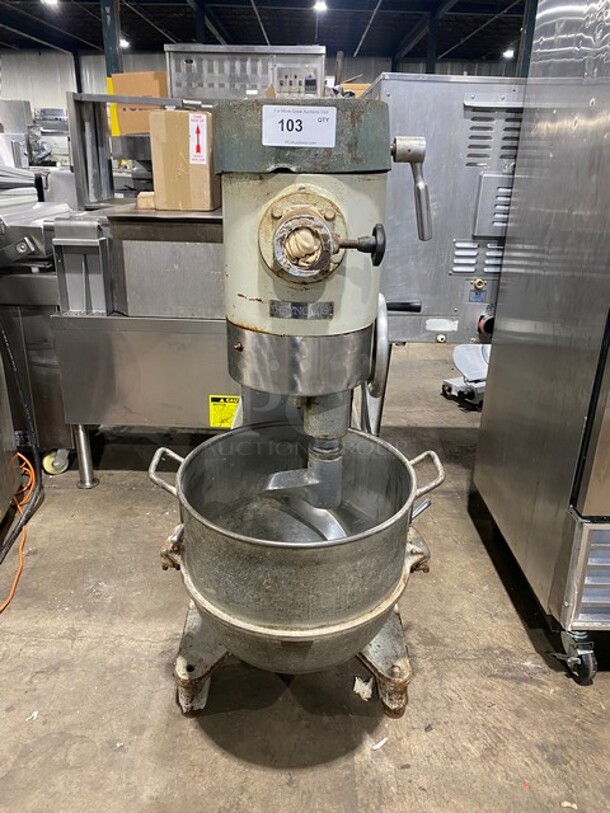 Reynolds Commercial Floor Style 60 Qt. Planetary Mixer! With Bowl! With Dough Hook Attachment! Model 1060 Serial 536HF79! 115V 1Phase! WORKING WHEN REMOVED! - Image 1 of 6