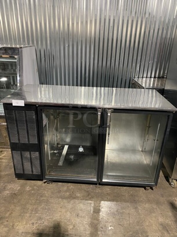 Commercial 2 Door Bar Back Refrigerated Cooler! With View Through Doors! All Stainless Steel! With Casters!