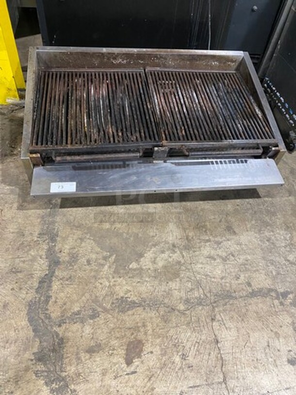 Commercial Countertop Natural Gas Powered Char Broiler Grill! With Back And Side Splashes! All Stainless Steel! - Image 1 of 8