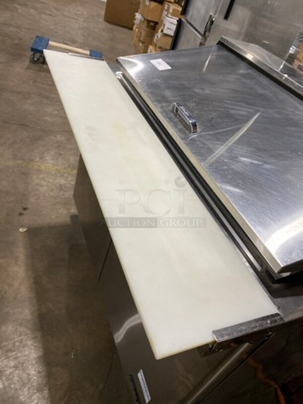 Turbo Air Commercial Refrigerated Sandwich Prep Table! With Commercial Cutting Board! With 2 Door Storage Space Underneath! All Stainless Steel! On Casters! Model: TST48SD18 SN: M418105011 115V 60HZ 1 Phase - Image 9 of 9