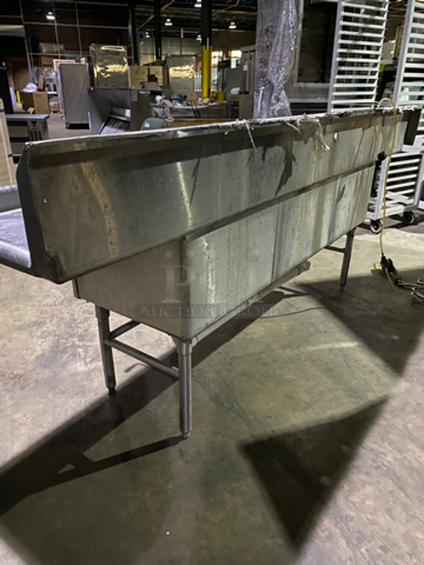 AMAZING! All Stainless Steel Commercial 3 Bay Dishwashing Sink! 3 Section Wash, Rinse, Sanitize! With Dual Drain Boards! On Legs! - Image 3 of 9