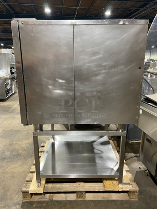 WOW! Alto Shaam Natural Gas Powered Commercial Combitherm Convection Oven! On Commercial Equipment Stand! All Stainless Steel! On Legs! Working When Removed! Model: CTP7-20G 120V 60HZ 1 Phase - Image 3 of 9