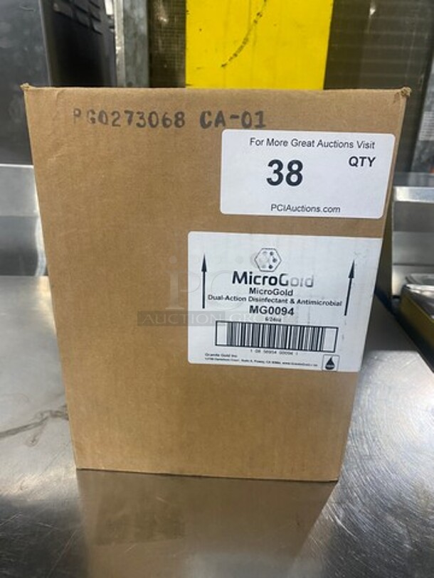 NEW! IN THE BOX! Micro Gold Dual Action Disinfectant And Antimicrobial Spray! 6 Bottles Per Box, 1 Box Per Item Number! - Image 1 of 6