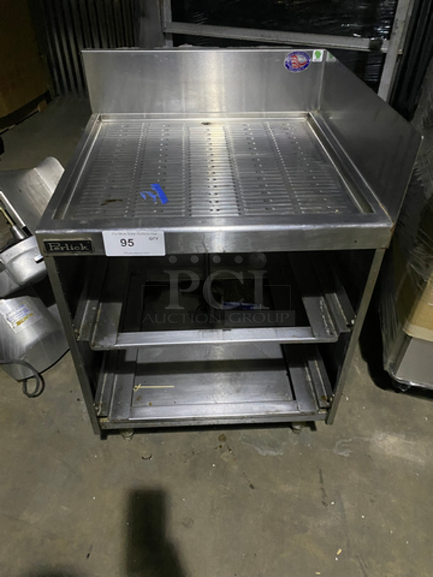 Perlick Under The Counter Drainboard! With Back And Side (1) Splashes! With Under Shelves! All Stainless Steel! On Legs!