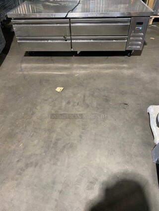 SLIGHTLY USED! LATE MODEL! 2022 Asber Commercial Refrigerated 4 Drawer Chef Base! All Stainless Steel! On Casters! POWERS ON, DOES NOT GET DOWN TO TEMPERATURE! Model: ACBR72HC SN: 8102599613 115V 60HZ 1 Phase