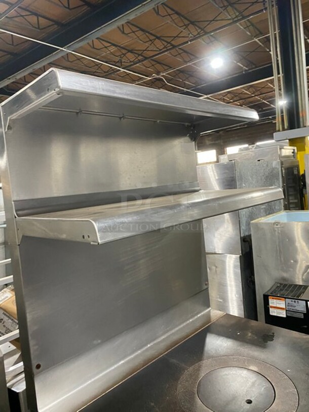 Vulcan Commercial French Top/ Hot Plate Stove! With Raised Back Splash With Double Overhead Shelf! With Oven Underneath! All Stainless Steel! On Legs! MODEL GH30 SN:481609310 - Image 6 of 11
