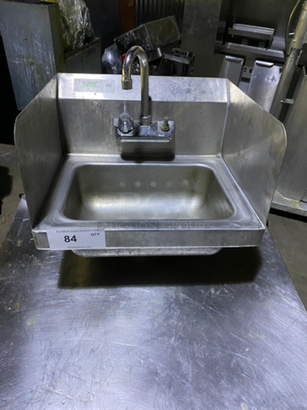 Regency Commercial Stainless Steel Hand Sink! With Back And Side Splashes! With Faucet!
