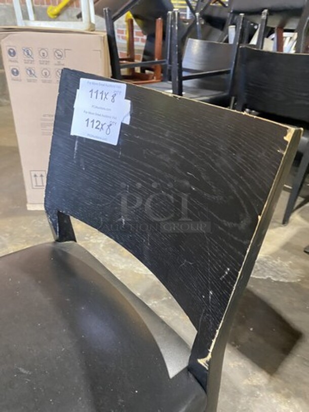 Wooden Style Dinning Chairs With Black Vinyl Seat! 8 X Your Bid! - Image 6 of 7