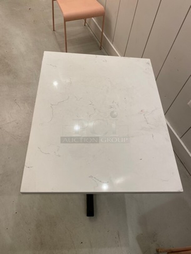 NICE! Marble Pattern Top Square Table! With Black Metal Base! 2x Your Bid! - Image 4 of 6