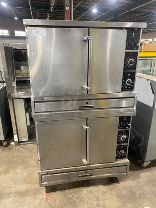 Garland Commercial Natural Gas Powered Double Deck Convection Oven! Metal Oven Racks! All Stainless Steel! 2x Your Bid Makes One Unit!