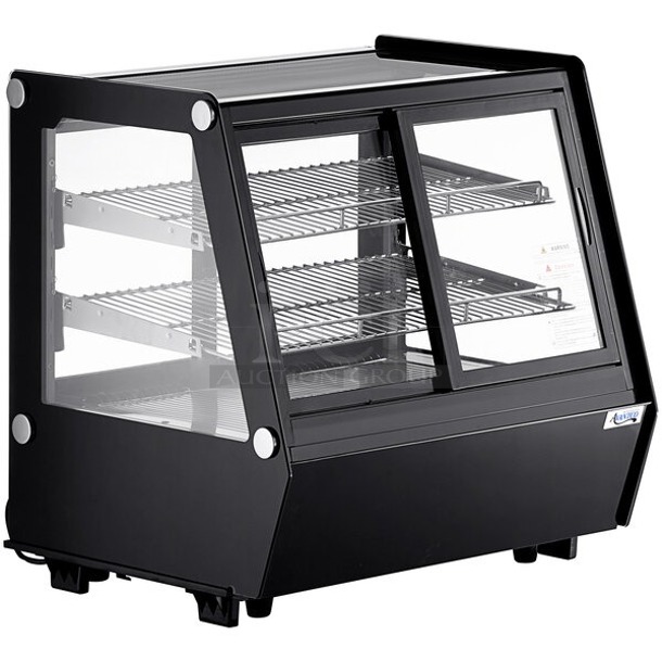 BRAND NEW SCRATCH & DENT! Avantco BCSS-28-HC 27 5/8" Black Self-Serve Refrigerated Countertop Bakery Display Case with LED Lighting. Glass and Frame are broken.  - Image 1 of 1