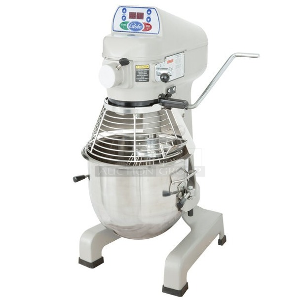BRAND NEW SCRATCH & DENT! Globe SP20 20 Qt. Planetary Stand Mixer with Guard & Standard Accessories - 120V, 1/2 hp

 - Image 1 of 10