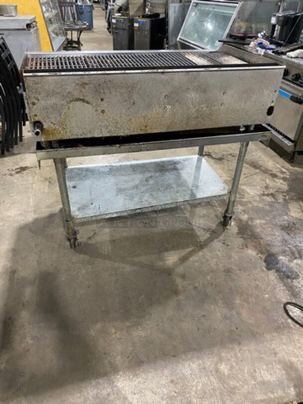 LATE MODEL! Bakers Pride Commercial Natural Gas Powered Char Broiler Grill! On Equipment Stand! With Storage Space Underneath! All Stainless Steel! On Casters! WORKING WHEN REMOVED! - Image 4 of 8