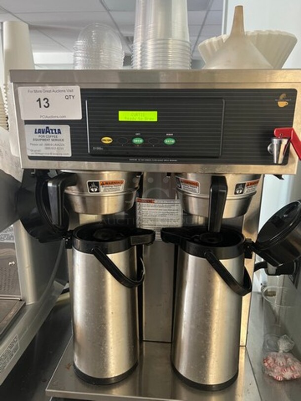 Curtis Commercial Countertop Dual Coffee Brewing Machine! With Hot Water Dispenser! All Stainless Steel! WORKING WHEN REMOVED! Model: D1000GT63A000 SN: 13536322 120/220V 60HZ 1 Phase - Image 2 of 11