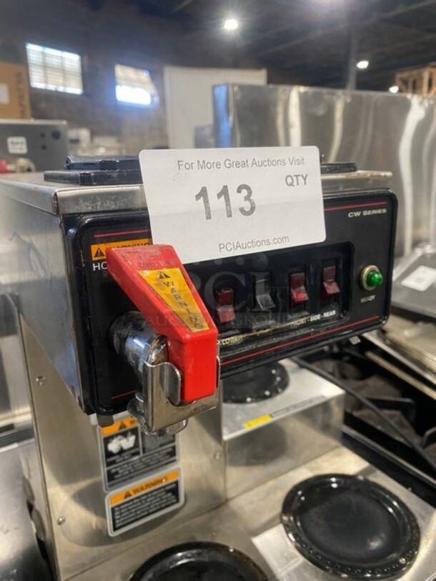 Bunn Commercial Countertop Coffee Brewing Machine! With 3 Pot Warming Stations! With Hot Water Dispenser! All Stainless Steel! Model CWTF15 Serial CWTF345097! 120V 1Phase! - Image 5 of 8