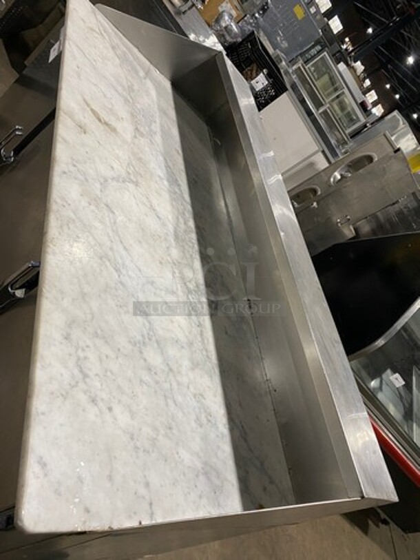 Bari Commercial Refrigerated Pizza Prep Table! With Marble Top! With 3 Door Storage Space Underneath! All Stainless Steel! On Casters! - Image 5 of 9