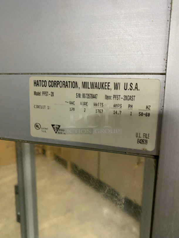 Hatco Commercial Heated Holding Cabinet! Glass All Around Showcase Style! Stainless Steel Body! On Casters! Model: PFST2X SN: 8873570447 120V 60HZ 1 Phase - Image 5 of 7