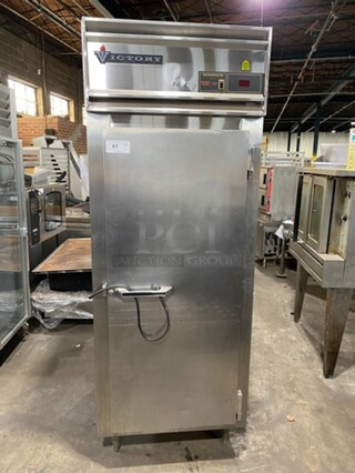 Victory Commercial Single Door Refrigerated Dough Retarder! Can Fit Roll In Rack! All Stainless Steel! On Legs! RACK NOT INCLUDED! Model: RS1DS7EW SN: B0381930 115V 60HZ 1 Phase
