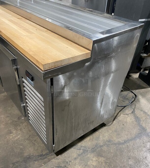 Kairak Stainless Steel Sandwich/Pizza Prep Table With 2 Door Storage Space Underneath! With Commercial Butcher Block Style 1 1/2 Cutting Board! On Casters! MODEL KBP65S SN: T183384D12 115V 1PH - Image 2 of 10