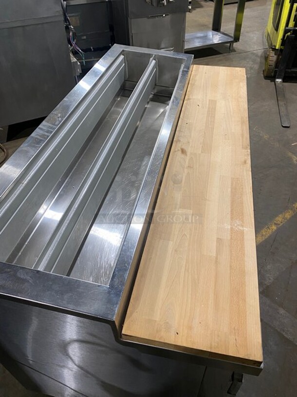 Kairak Stainless Steel Sandwich/Pizza Prep Table With 2 Door Storage Space Underneath! With Commercial Butcher Block Style 1 1/2 Cutting Board! On Casters! MODEL KBP65S SN: T183384D12 115V 1PH - Image 8 of 10