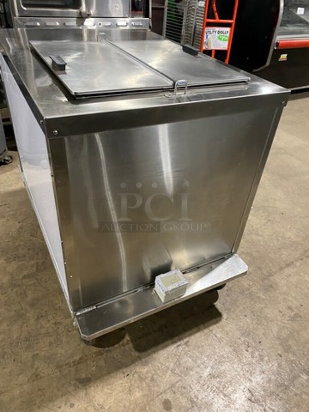 NICE LATE MODEL! Solid Stainless Steel Mobile Ice Cream Cart! On Casters! WORKING WHEN REMOVED! - Image 3 of 10