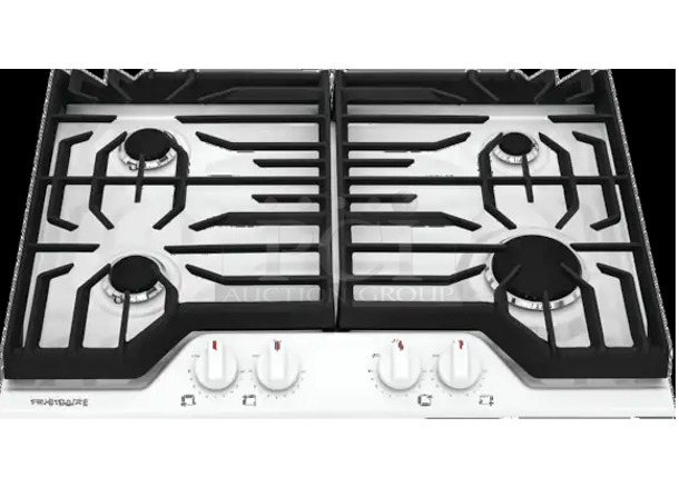 BRAND NEW SCRATCH AND DENT! Frigidaire FCCG3027AW Metal 30" 4 Burner Gas Cooktop. Stock Picture Used For Gallery Picture. - Image 1 of 5