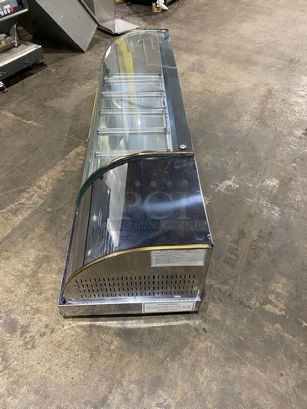 LATE MODEL! 2019 Diamond Commercial Countertop Refrigerated Sushi Display Case Merchandiser! With Curved Glass! Stainless Steel Body! On Small Legs! Model: GVRB160 SN: 12007 110V - Image 2 of 10