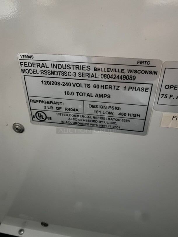Federal Industries Metal Commercial Open Grab N Go Merchandiser! Model RSSM378SC-3 SN:08042449089 120/208/240V 1PH - Image 6 of 8