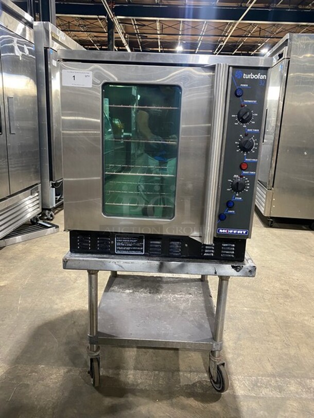 Moffat Turbofan Single Deck! Natural Gas Convection Oven with Steam Injection! 120V! 60HZ! 1Phase! Model G32Ms Serial 401701! On Stand With casters!  - Image 1 of 11