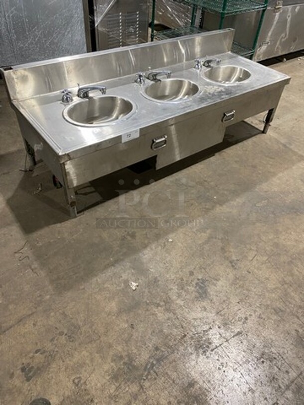 Outdoor Portable 3 Compartment Sink! With Back Splash! All Stainless Steel! - Image 7 of 7