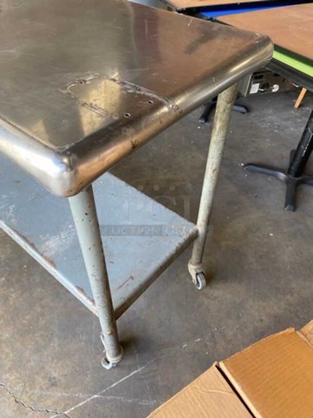 Solid Stainless Steel Work Top/ Prep Table! With Storage Space Underneath! On Casters! - Image 2 of 7