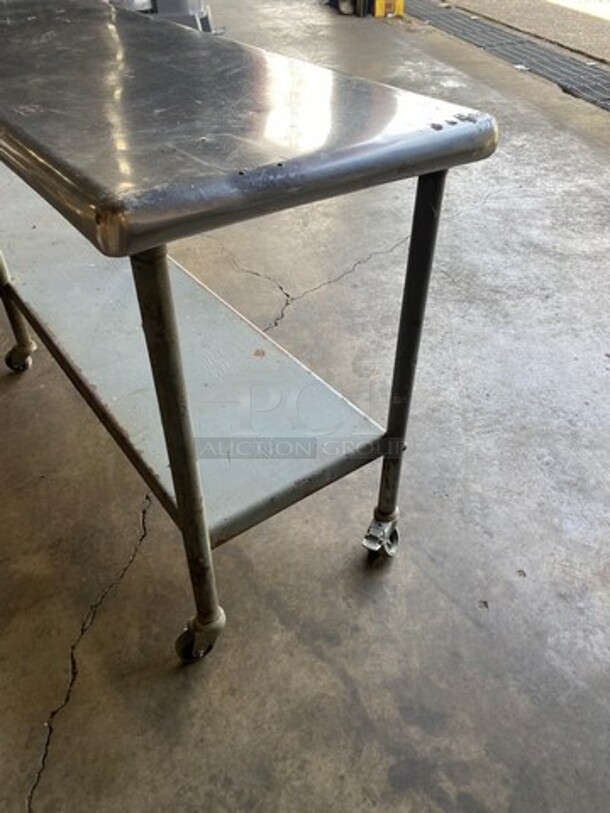 Solid Stainless Steel Work Top/ Prep Table! With Storage Space Underneath! On Casters! - Image 4 of 7