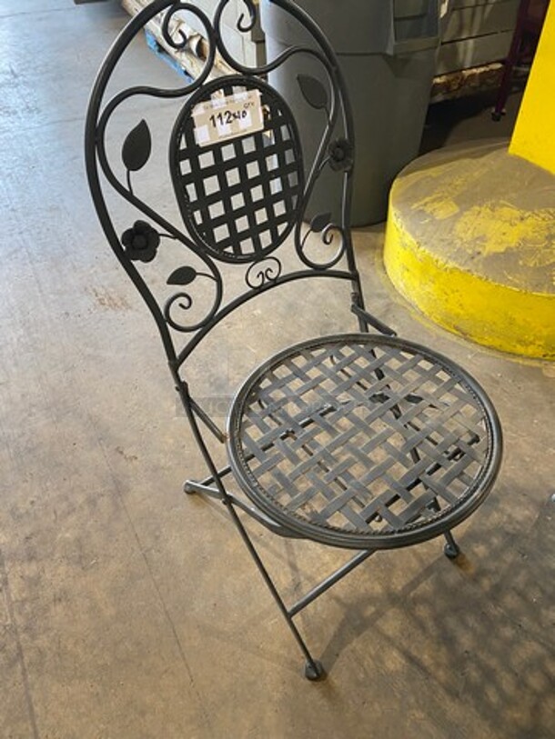 Black Metal Foldable Patio Chairs! 10x Your Bid! - Image 2 of 6