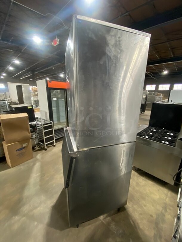 Hoshizaki Commercial Ice Making Machine! With Commercial Ice Bin Attached Underneath! All Stainless Steel! On Legs! 208-230V 1 Phase! Model: KM-1340MRH SN: E08307G! - Image 2 of 7