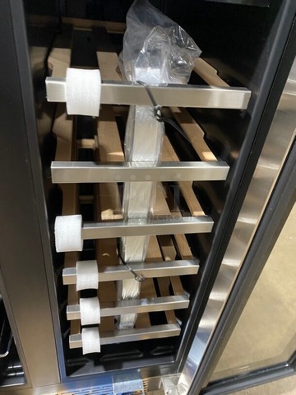 NEW! OUT OF THE BOX! SCRATCH-N-DENT! Whynter French Door Dual Zone Wine And Beer Can Cooler! With Through Doors! Wooden Wine Racks And Metal Racks! 20 Wine Bottle 60 Beer Can Capacity! Model: BWB2060FDS 115V - Image 7 of 11
