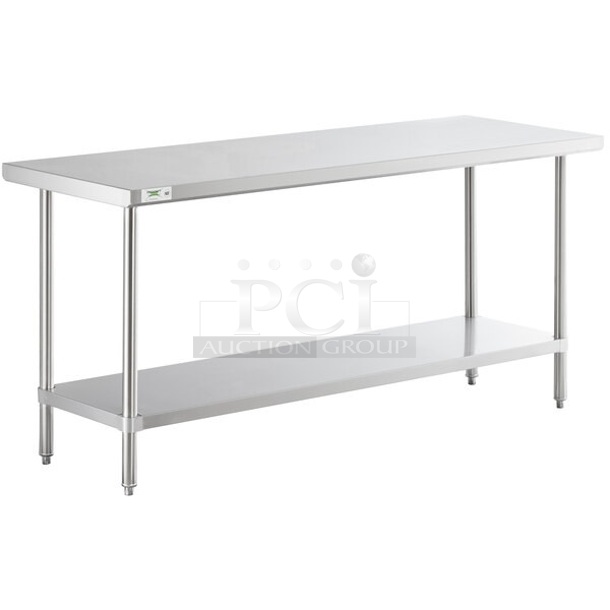 BRAND NEW SCRATCH AND DENT! Regency 600TS2472S 24" x 72" 16-Gauge 304 Stainless Steel Commercial Work Table with Undershelf. May Be Missing Pieces. - Image 1 of 2