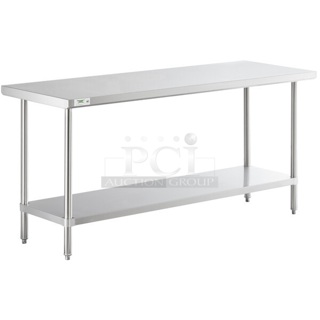BRAND NEW SCRATCH AND DENT! Regency 600TS2472S 24" x 72" 16-Gauge 304 Stainless Steel Commercial Work Table with Undershelf. May Be Missing Pieces.