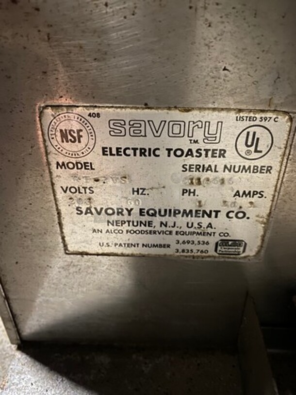 Savory Commercial Countertop Conveyor Toaster Oven! All Stainless Steel! Model: RT2VS SN: 6116626 208V 60HZ 1 Phase - Image 9 of 10