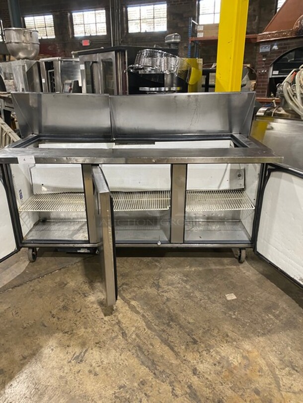 WOW! True Commercial Mega Top Refrigerated Sandwich/Salad Prep Table! All Stainless Steel! With 3 Door Refrigerated Storage Underneath! With Poly Coated Racks! On Casters! Model: TSSP72M! - Image 5 of 7