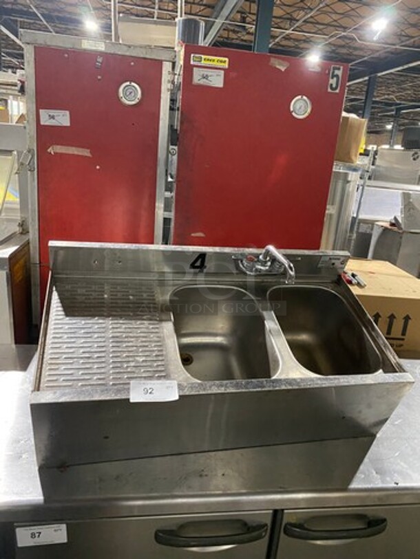 Krowne Commercial 2 Bay Bar Back Sink! With Drain Board! With Back Splash! With Faucets And Handles! All Stainless Steel! Model: 1832R SN: 010300060 - Image 9 of 9