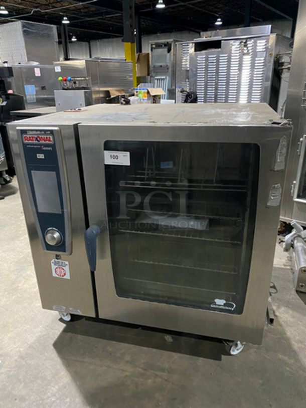 Rational Commercial Electric Powered Combi Convection Oven! WHITE EFFICENCY EDITION! With View Through Door! Metal Oven Racks! All Stainless Steel! On Casters! Model: SCCWE102 SN: E12SH15032449353 480V 60HZ 3 Phase