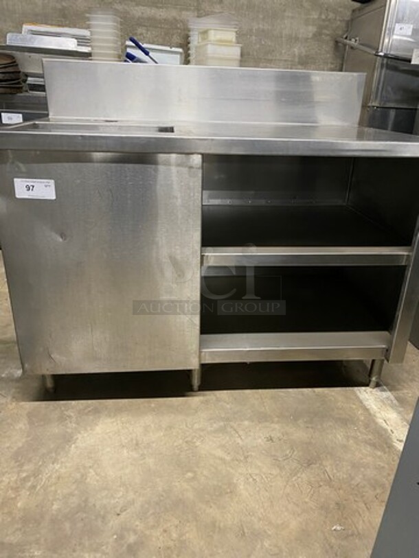 Custom Made Work Top/ Prep Table! With Storage Space Underneath! With Back Splash! All Stainless Steel! On Legs! - Image 1 of 7