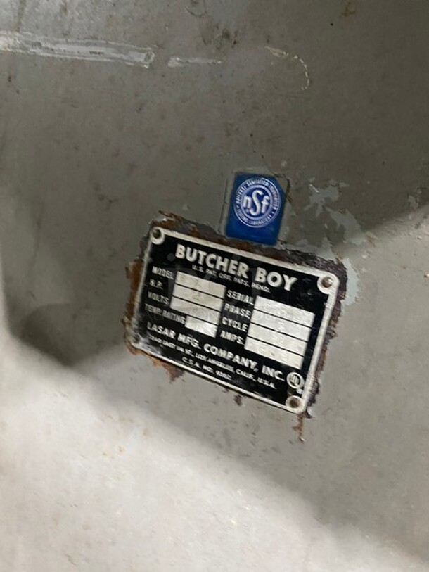 Butcher Boy Commercial Floor Style Heavy Duty Meat Saw! All Stainless Steel! Model 918 Serial 68427! 208V 3Phase!  - Image 8 of 9