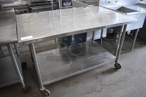 Stainless Steel Commercial Table w/ Under Shelf on Commercial Casters. 60x38x36