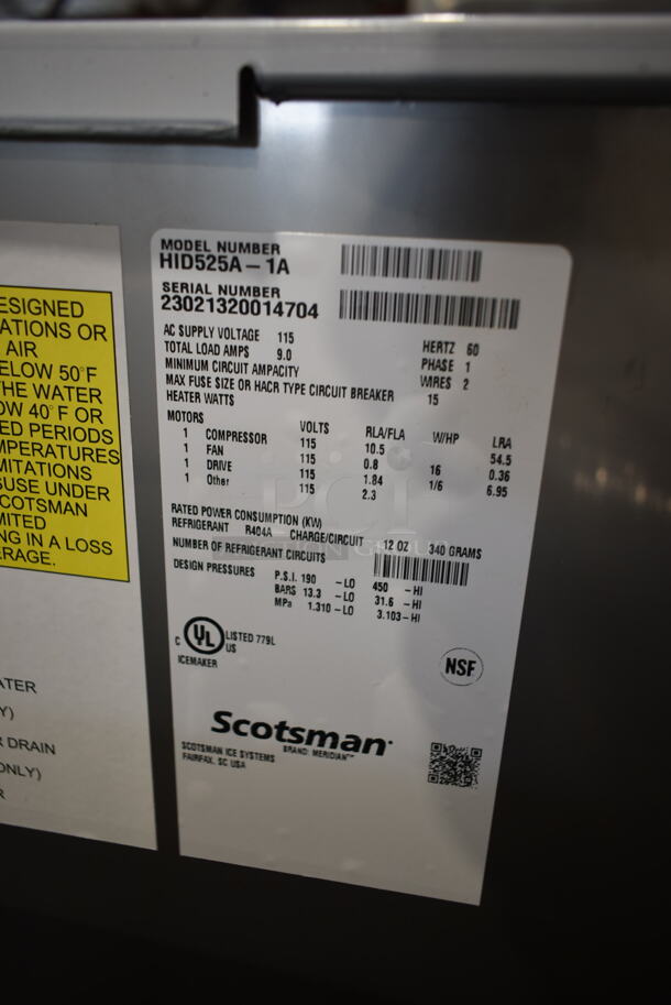 BRAND NEW SCRATCH AND DENT! 2023 Scotsman HID525A-1 Meridian Stainless Steel Commercial Countertop Ice Machine and Ice / Water Dispenser. 25 lb. Bin Storage. 115 Volts, 1 Phase. - Image 5 of 5