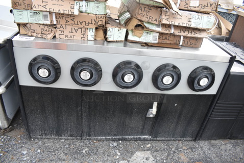 Stainless Steel Commercial Counter w/ 5 Cup Dispensers. 