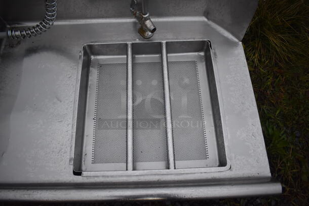 Stainless Steel Commercial Left Side Dirty Side Dishwasher Table w/ Spray Nozzle Attachment and Straining Insert. 40x30x12 - Image 3 of 4