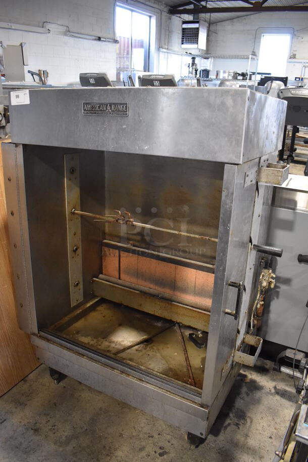 American Range Stainless Steel Commercial Natural Gas Powered Rotisserie Oven w/ 1 Spit. 44x26x58