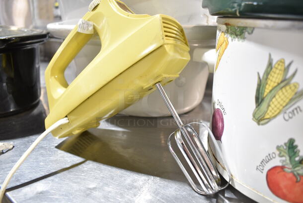 ALL ONE MONEY! Lot of Various Items Including Rival Crock Pot, 4 Crock Pot Drop Ins, 1 Lid, Hand Mixer.  - Image 5 of 8